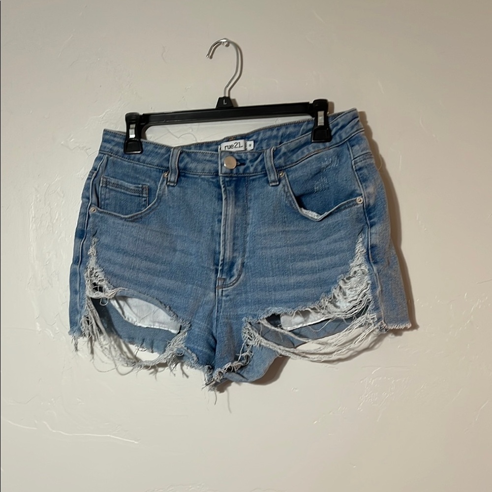 Rue21 Blue Jean Shorts with Distressed Details
